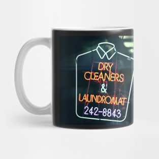 Dry cleaners and Laundromat Neon Sign in NYC Mug